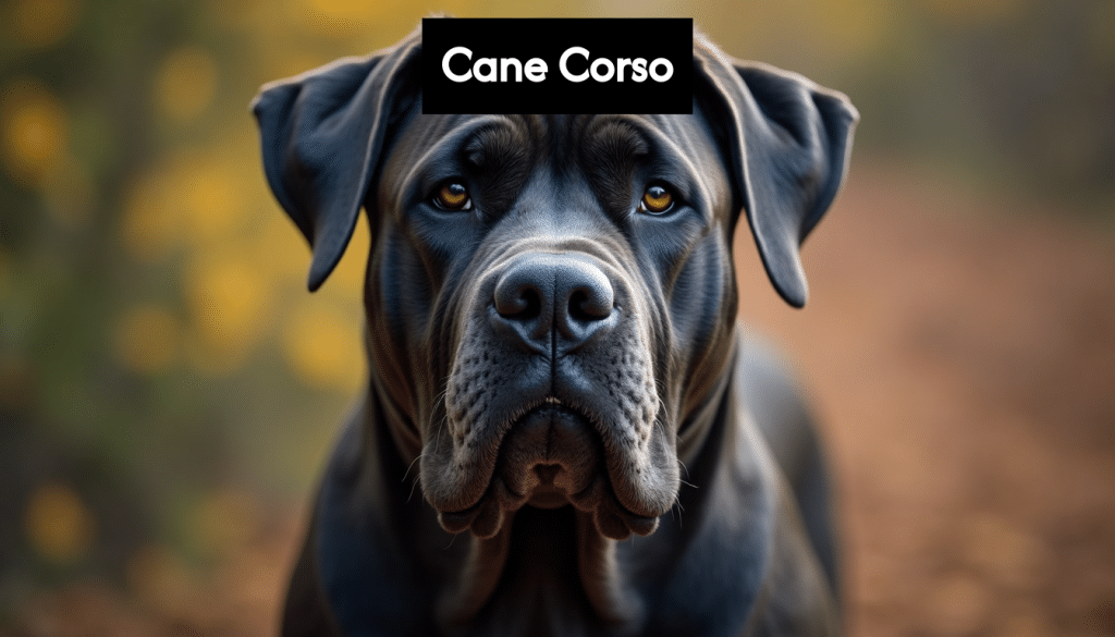 Close-up of a Cane Corso dog's face and coat