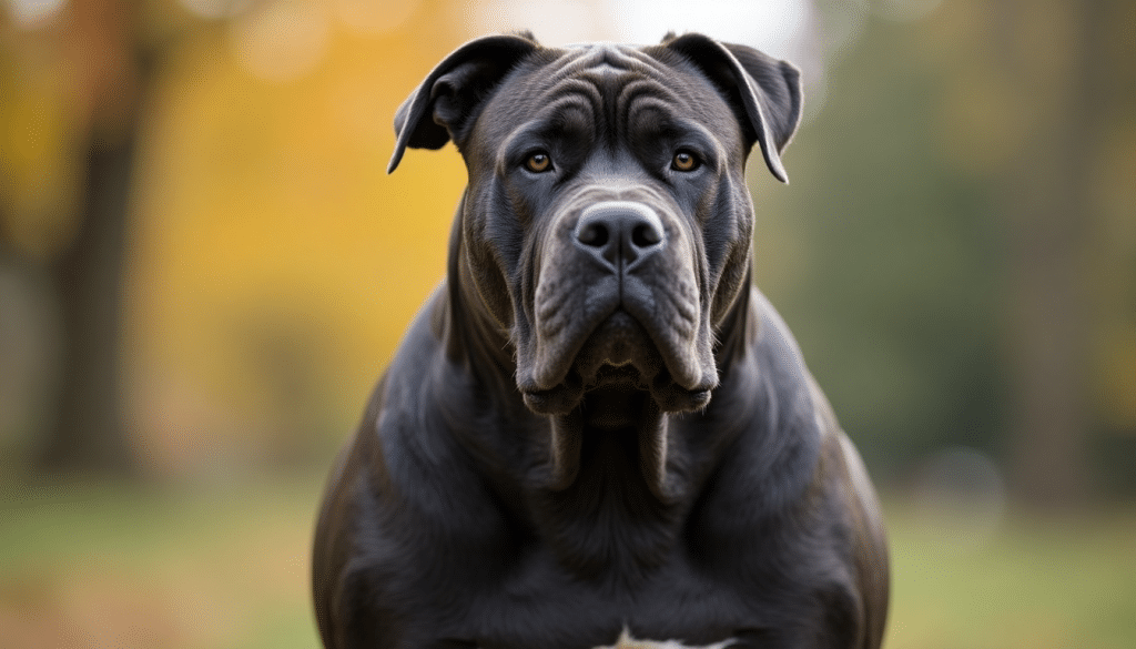 Powerful Cane Corso standing alert.