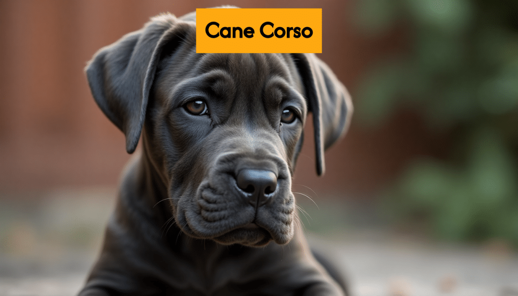 Cute Cane Corso puppy looking healthy