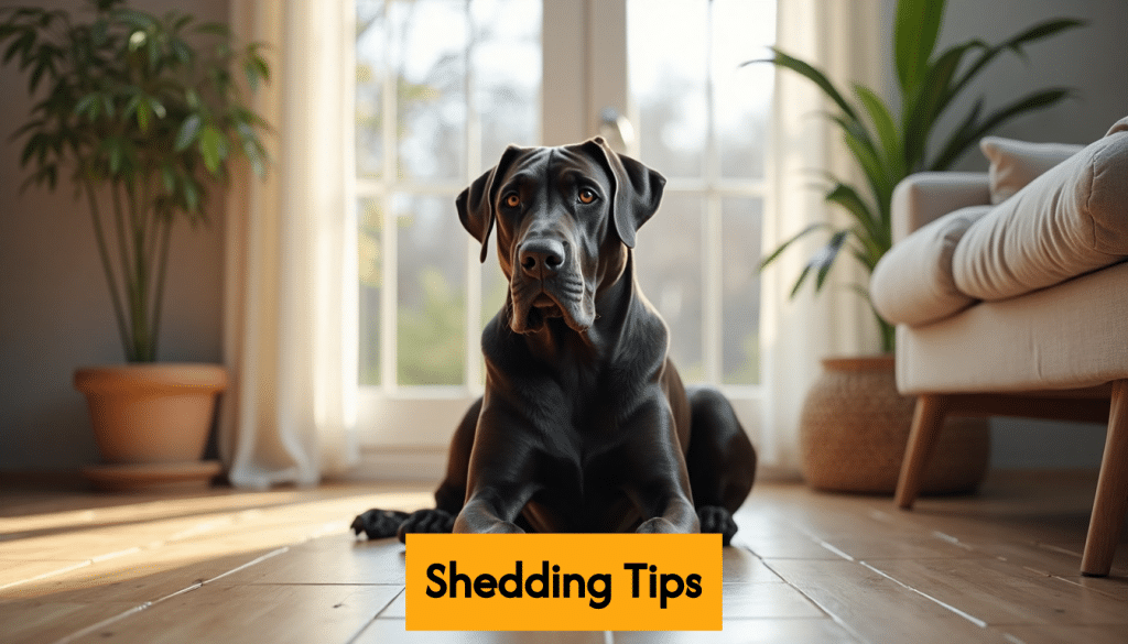 Cane Corso sitting in a tidy home interior