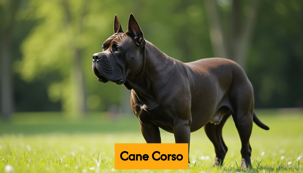 Cane Corso standing alert outdoors