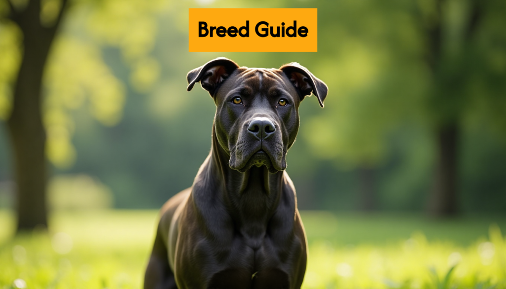 Cane Corso dog in grassy park