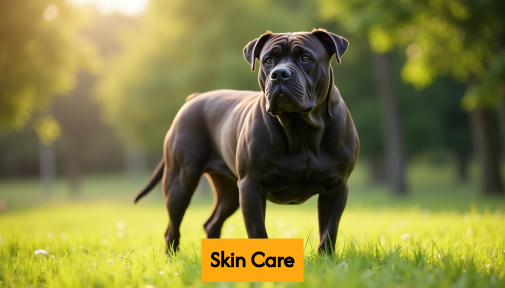 Healthy Cane Corso with shiny coat outdoors